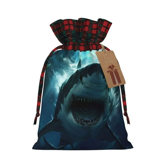 Easygdp Undersea Shark Fabric Gift Bags for Christmas Presents - Christmas Bags, Christmas Gift Bags for Presents, Christmas Gift Wrap-Black