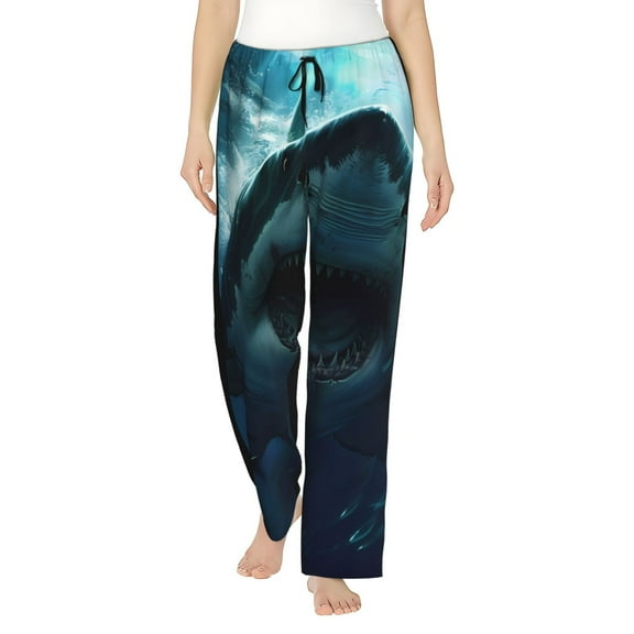 Easygdp Undersea Shark Women's Drawstring Pajama Pants | Lounge Joggers Sweatpants | Comfy Sleepwear | Yoga Pants-XX-Large