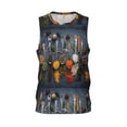 thumbnail image 1 of Easygdp Various Herbs And Spices In Spoons Men's Mesh Basketball Jersey Quick Drying Sleeveless Shirts Fitted Muscle Tank Tops Sport Round Neck T-Shirt - Small, 1 of 9