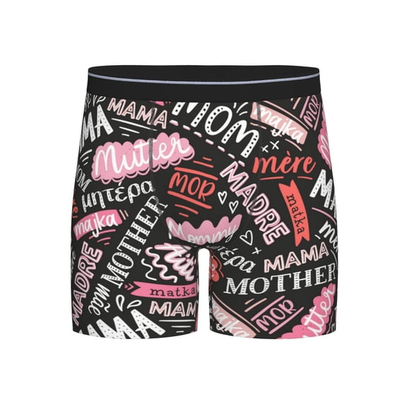 Easygdp Various Languages Mother Men's Boxer Briefs Men’s Underwear Boxer Briefs for Men
