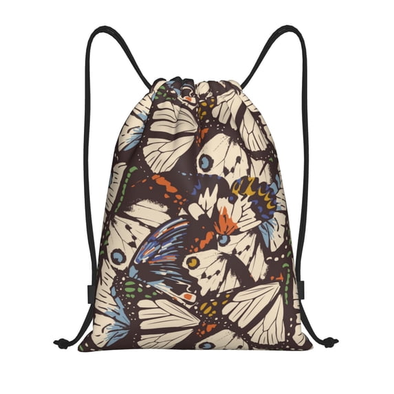 Easygdp Vector Butterflies Drawstring Backpack, Beach Sackpack, Travel Sackpack Lightweight for Sports, Gym, Travel, Swimming - Medium