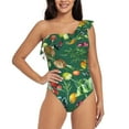 thumbnail image 1 of Easygdp Vegan Women's One Shoulder Ruffle Monokini Bathing Suits with Removable Chest Pad, Quick Drying - Large, 1 of 8