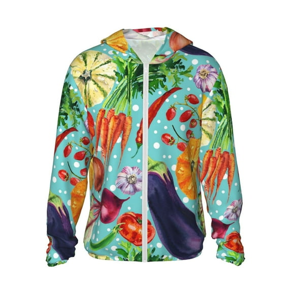 Easygdp Vegetable Lightweight Long Sleeve Sun Shirt Sports long-Sleeved Sun Protective Clothing, Quick Drying Breathable - X-Large