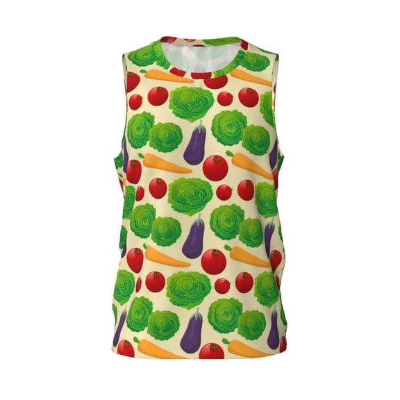 Easygdp Vegetable Men's Mesh Basketball Jersey Quick Drying Sleeveless Shirts Fitted Muscle Tank Tops Sport Round Neck T-Shirt - Large