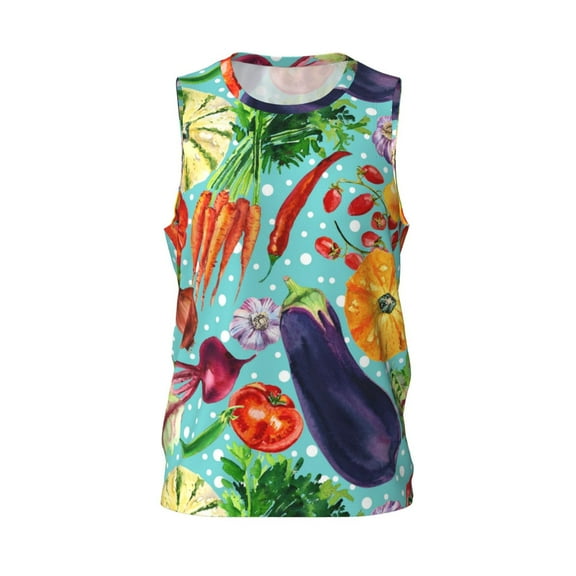 Easygdp Vegetable Men's Mesh Basketball Jersey Quick Drying Sleeveless Shirts Fitted Muscle Tank Tops Sport Round Neck T-Shirt - Medium
