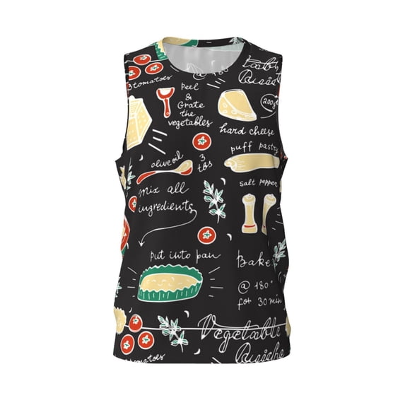 Easygdp Vegetable Quiche Men's Mesh Basketball Jersey Quick Drying Sleeveless Shirts Fitted Muscle Tank Tops Sport Round Neck T-Shirt - Small
