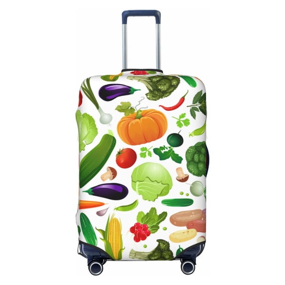 Easygdp Vegetables2 Print Elastic and Washable Suitcase Protective Cover with Hidden Zipper Fits 18-32 inch Luggage -Small