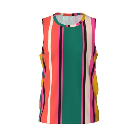 Easygdp Vertical Stripes Men's Mesh Basketball Jersey Quick Drying Sleeveless Shirts Fitted Muscle Tank Tops Sport Round Neck T-Shirt - Small