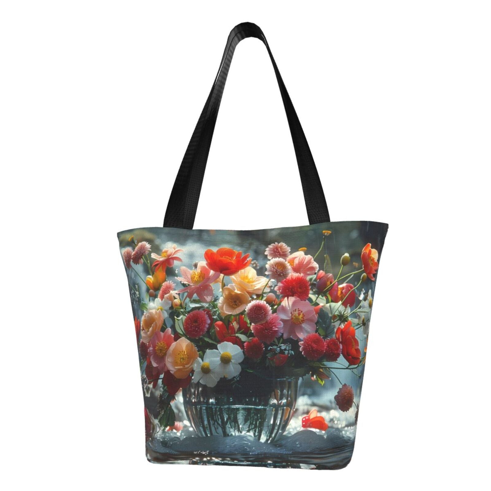 Easygdp Vibrant Bouquet Waterfall Shoulder Bags for Women Crossbody Bags Shoulder Purse Handbag