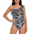 thumbnail image 1 of Easygdp Video Game Women's One Shoulder Ruffle Monokini Bathing Suits with Removable Chest Pad, Quick Drying - X-Large, 1 of 8