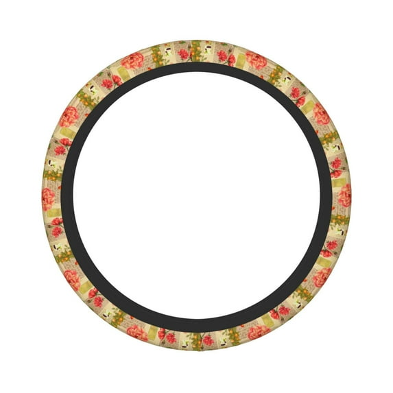 Easygdp Vintage Bird Elastic Steering Wheel Cover, Auto Accessories, Fit Suvs, Vans,Cars, Trucks -15 inch