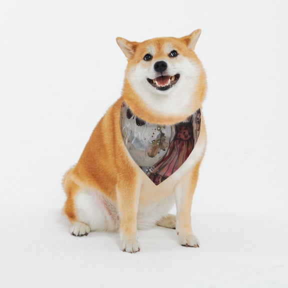 Easygdp Vintage Collage Girl Butterfly Dog Bandanas ,Triangle Reversible Pet Scarf Premium Durable Fabric,Bandana for Small and Medium Dogs-Large