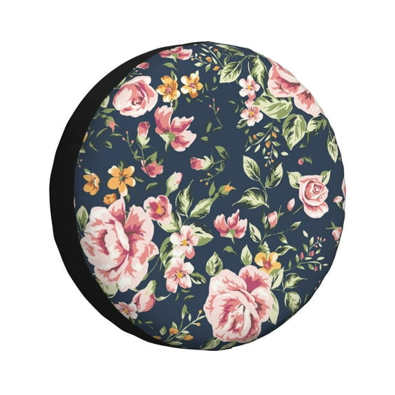 Easygdp Vintage Floral Automobile Tire Dust Cover, 14-17in Spare Tire Cover Universal Fit for Trailer, Car, Truck, SUV, Jeep - 17 inch