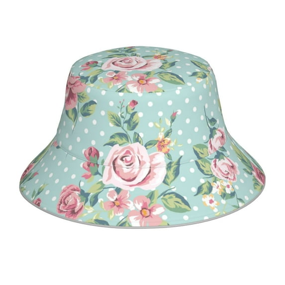 Easygdp Vintage Floral Double-Sided Reflective Fisherman Hat,Sun Visor,Casual Hat,Fluorescent Hat,Suitable For Outdoor And Night Walking,Unisex