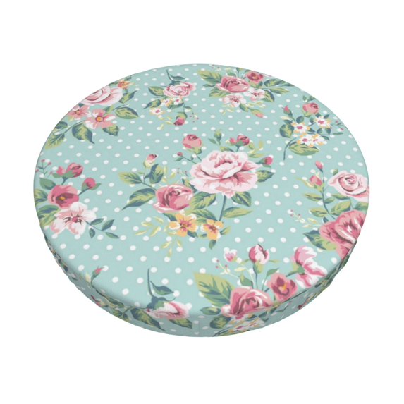 Easygdp Vintage Floral Easy To Install Bar Chair Cover&Cound Chair Cover&Elastic Stool Cover, Washable&Bottom With Elastic Edge - 13 Inch