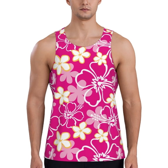 Easygdp Vintage Flowers Men's Tank Top, Sleeveless Muscle T Shirts, Breathable, Quick-Dry, Loose for Gym, Running, Fitness - XX-Large