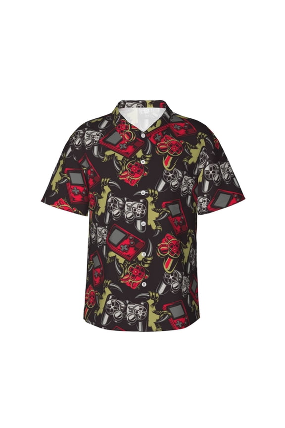 Vintage Gaming Men's Hawaiian Shirts Print Lapel Short Sleeve for Beach, vacation, party, casual occasions - 3X-Large