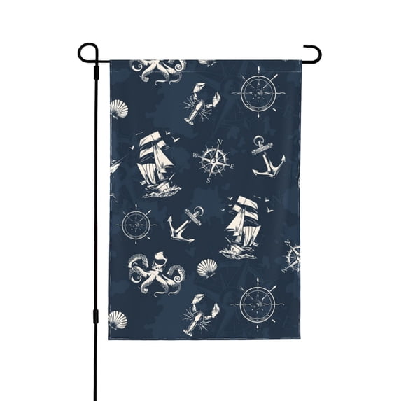 Easygdp Vintage Marine Garden Flag Yard Flag Welcome Flag, Double-Sided, Weather Resistant for Outdoor Decor - 12.5"x18"