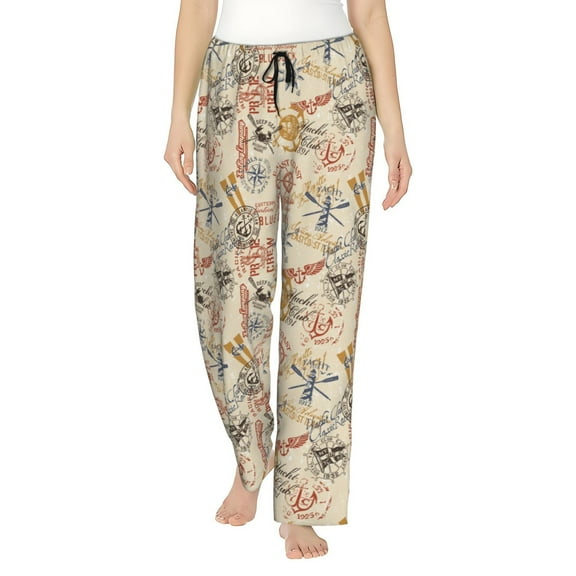 Easygdp Vintage Nautical Women's Drawstring Pajama Pants | Lounge Joggers Sweatpants | Comfy Sleepwear | Yoga Pants-