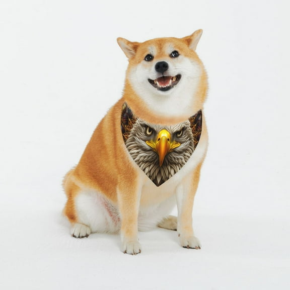 Easygdp Vintage Pattern Bald Eagle Dog Bandanas ,Triangle Reversible Pet Scarf Premium Durable Fabric,Bandana for Small and Medium Dogs-Large