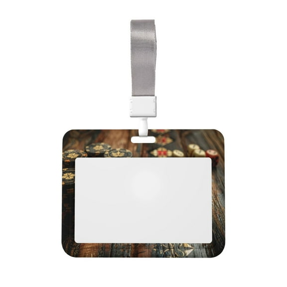 Easygdp Vintage Poker Chips Card Badge Holder Work Badge Sleeve for Office, School, Factory, ID Credit Cards, Driver Licenses and Passes