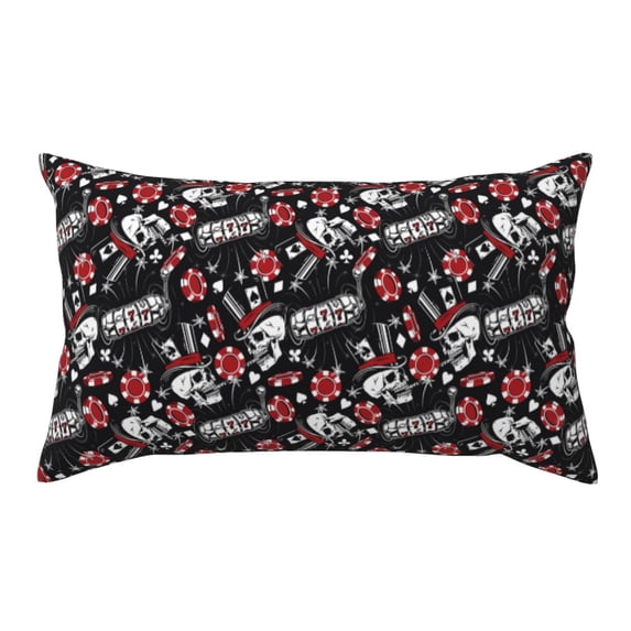 Easygdp Vintage Skull Casino Envelope Closure Pillowcase - 20x36in, Queen Pillowcase, Breathable, Stain-Resistant, Wrinkle-Free