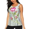thumbnail image 1 of Easygdp Vintage Wood Background with Floral Women's Workout Tank Top, Running Top, Hiking Shirt, Quick-Dry for Running, Yoga, Hiking - X-Large, 1 of 9