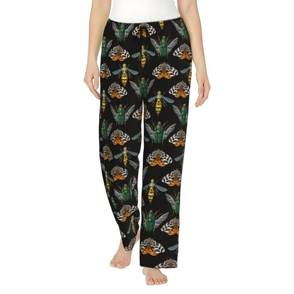 Easygdp Wasp Cockchafer Butterfly Women's Drawstring Pajama Pants | Lounge Joggers Sweatpants | Comfy Sleepwear | Yoga Pants-Small