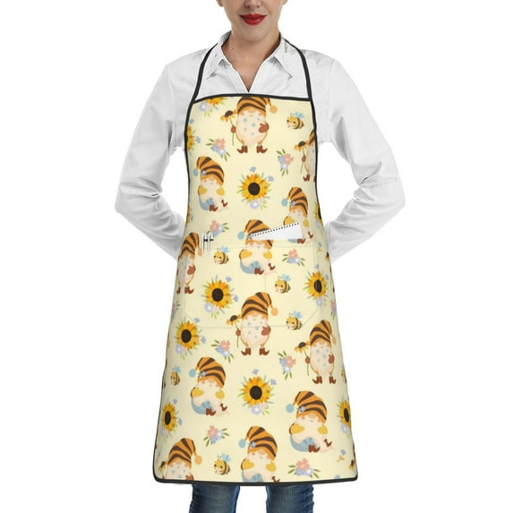 Easygdp Watercolor Bee Honey Honeycomb Bee Apron Waterdrop Resistant with 2 Pockets,Oil Resistant Cooking Kitchen Chef Apron for Women Men