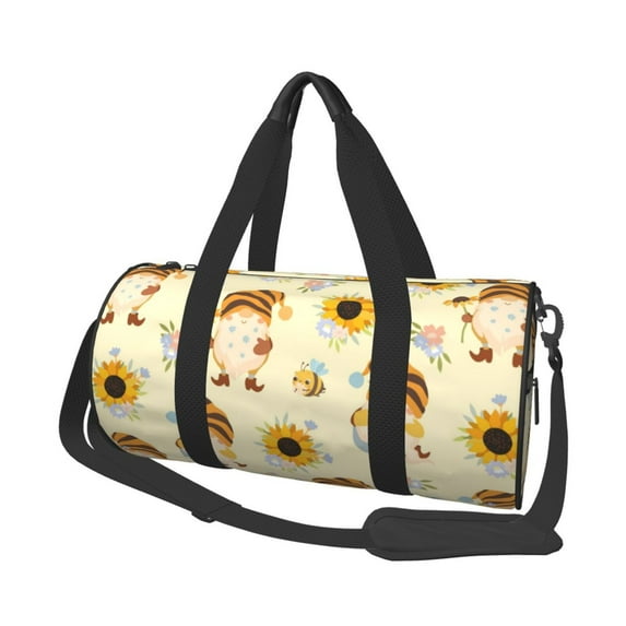 Easygdp Watercolor Bee Honey Honeycomb Bee Travel Bag, Camping, Weekend, Carry On Overnight Duffel Bag with Shoulder Strap