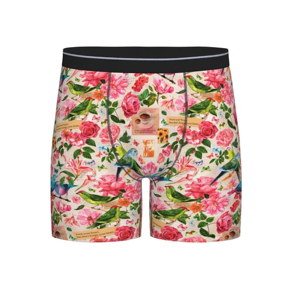Easygdp Watercolor Birds Men's Boxer Briefs Men’s Underwear Boxer Briefs for Men