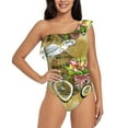 thumbnail image 1 of Easygdp Watercolor Canary Bird Women's One Shoulder Ruffle Monokini Bathing Suits with Removable Chest Pad, Quick Drying - X-Large, 1 of 8