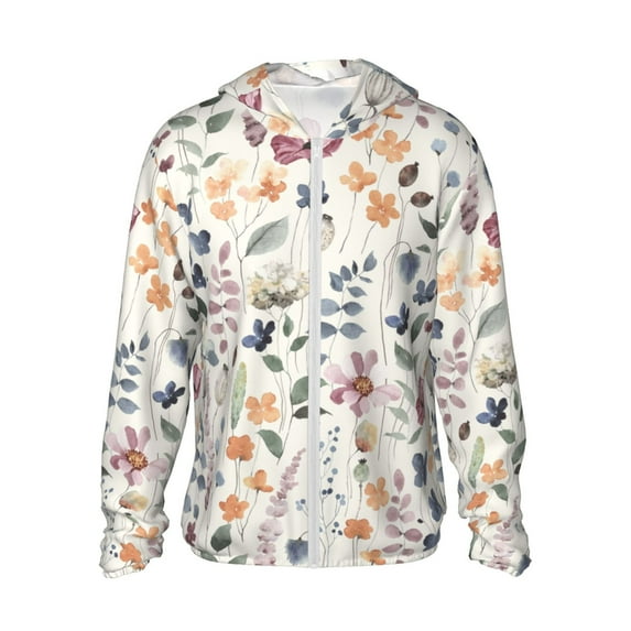 Easygdp Watercolor Floral Lightweight Long Sleeve Sun Shirt Sports long-Sleeved Sun Protective Clothing, Quick Drying Breathable - Medium