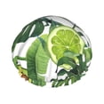 thumbnail image 1 of Easygdp Watercolor Green Tropical Shower Caps for Women, Double Waterproof Layers Shower Cap, Quick Drying Bath Hair Cap Reusable, 1 of 9