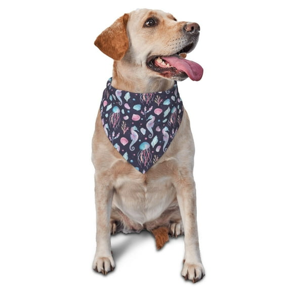 Easygdp Watercolor Marine Animals Pet Scarf, Dog Triangle Scarf, Printing Dog Bib, Handkerchief Scarf for Small Medium Large Dogs Cats Pets