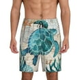 thumbnail image 1 of Easygdp Watercolor Sea Turtle Men's Short Pajama Pants, Sleep Shorts, Household Pants, Casual Pants with Pockets - Small, 1 of 9