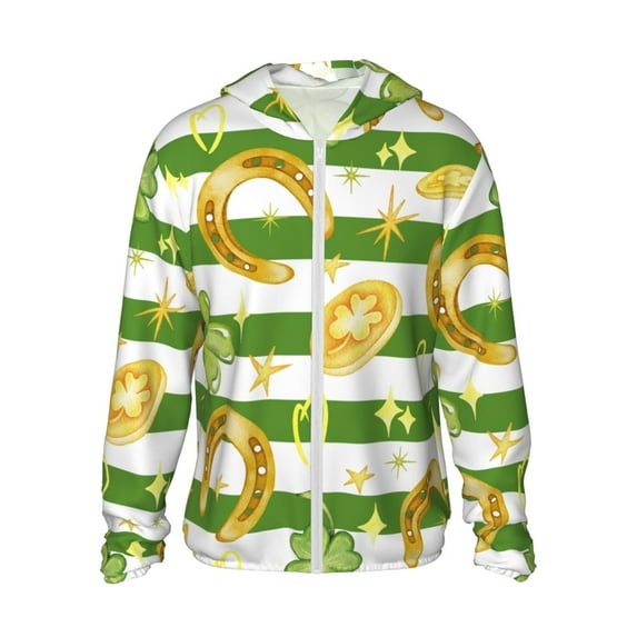 Easygdp Watercolor St Patrick Day Lightweight Long Sleeve Sun Shirt Sports long-Sleeved Sun Protective Clothing, Quick Drying Breathable - 3X-Large