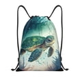 thumbnail image 1 of Easygdp Watercolor Turtle5 Drawstring Backpack, Beach Sackpack, Travel Sackpack Lightweight for Sports, Gym, Travel, Swimming - Small, 1 of 9