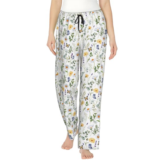 Easygdp Watercolor Wildflower 2 Women's Drawstring Pajama Pants | Lounge Joggers Sweatpants | Comfy Sleepwear | Yoga Pants-Small