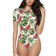 thumbnail image 1 of Easygdp Watermelons Women's One-Piece Swimsuit Slim Fit Crew Neck Bodysuit Athletic Swimwear with Concealed Buckle - X-Large, 1 of 9
