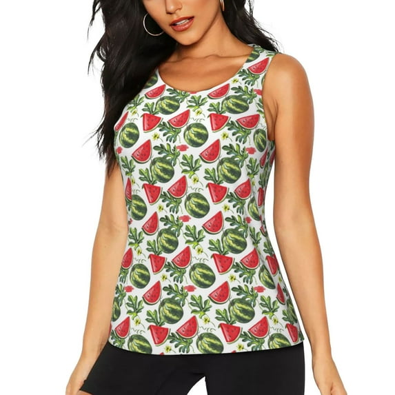Easygdp Watermelons Women's Workout Tank Top, Running Top, Hiking Shirt, Quick-Dry for Running, Yoga, Hiking - XX-Large