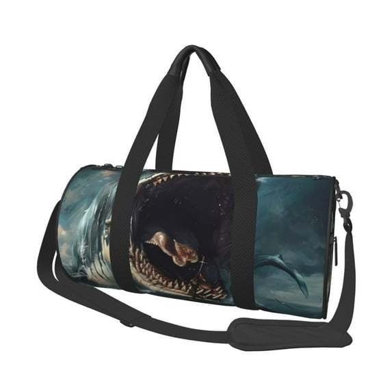 Easygdp Wave Sailboat Shark Travel Duffle Bag,Carry on Bag Travel Bags Gym Bag Carry On Luggage Bags