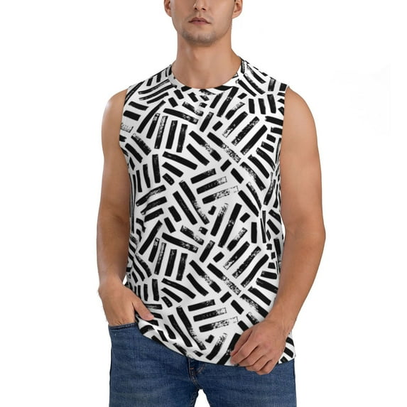 Easygdp Weave Geometric Men's Breathable Tank Tops Sleeveless Sporty T Shirts for Basketball, Mountaineering, Bodybuilding -Small