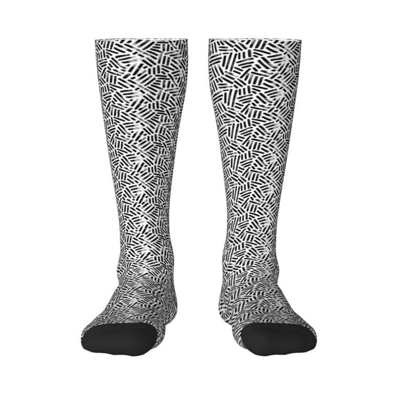 Easygdp Weave Geometric Soccer Socks Sport Knee High Socks Calf Compression Athletic Socks for Men and Women