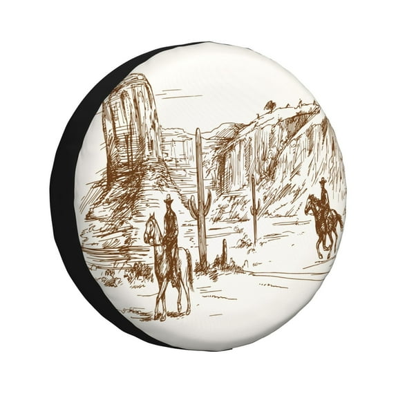 Easygdp Western Desert Cowboys Wheel Sun Guard, Spare Tire Cover,Universal Trailer Suv Truck Camper Travel,Easy To Install And Remove -16 Inch