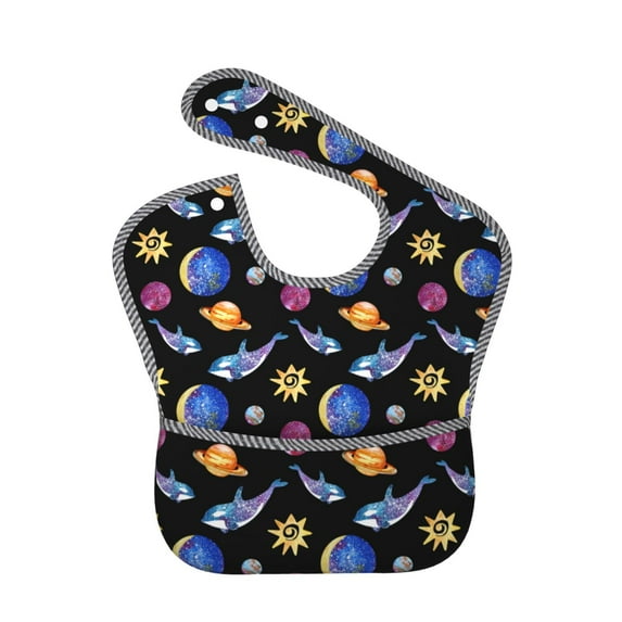 Easygdp Whales In Space Bibs For Babies, Baby Bibs for Eating, Toddler Bibs, Waterproof Bibs, Feeding Bibs, for Toddlers, Boys, Girls