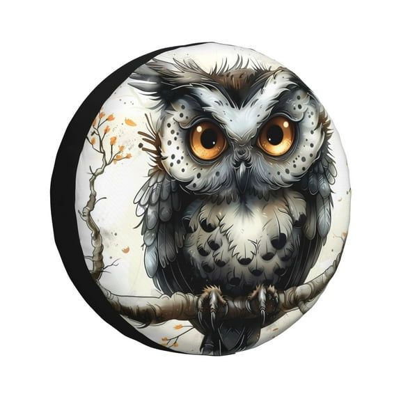 Easygdp Whimsical Owl On Branch Wheel Cover,Spare Tire Cover,4-17in Spare Tire Cover Universal Fit for Trailer, Car, Truck, SUV, Jeep-14 inch