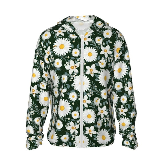 Easygdp White Daisies and Bee Lightweight Long Sleeve Sun Shirt Sports long-Sleeved Sun Protective Clothing, Quick Drying Breathable - 3X-Large