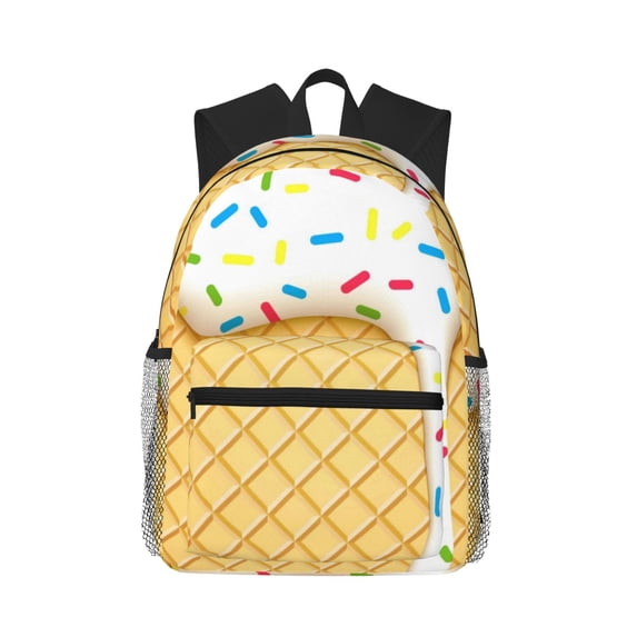 Easygdp White Ice Cream Casual Laptop Backpack, Large Capacity Schoolpack for School, Travel, Business