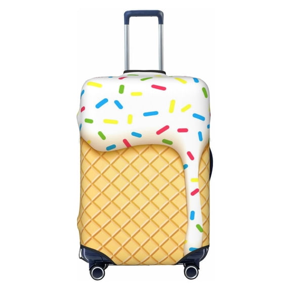 Easygdp White Ice Cream Double-Sided Printed Elastic Suitcase Protective Cover,Invisible Zipper, Business Trip Luggage Cases,Washable And Resistant To Falling -Large